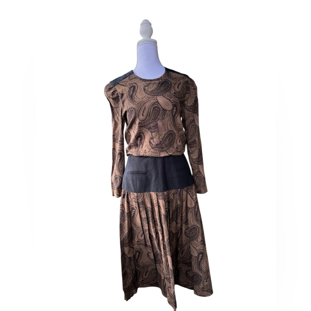 Vintage Liz Petites by Mary Ann Lamonte Paisley Midi Dress Size 4P Rayon Boho